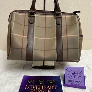 Burberry Plaid Brown Boston Bag